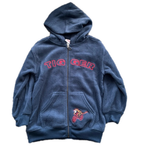 Disney Tigger Winnie the Pooh Zip Up Fleece Hoodie Sweater Blue Unisex Size 4/5